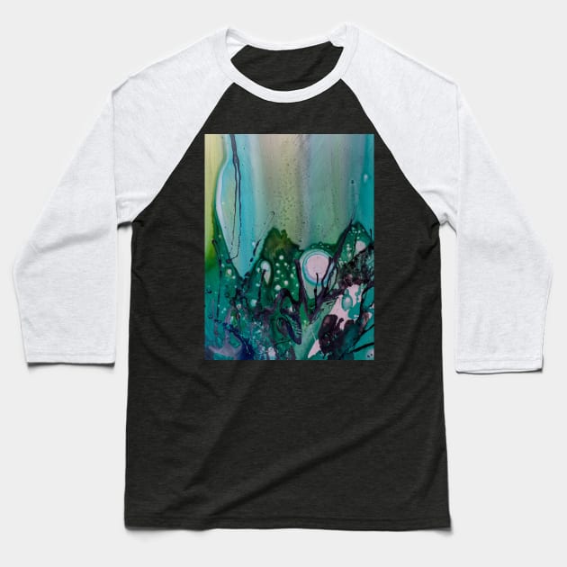 abstract blue and black Baseball T-Shirt by LucilleArts